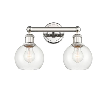 A large image of the Innovations Lighting 616-2W-11-15 Athens Vanity Polished Nickel / Clear