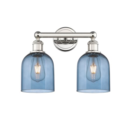 A large image of the Innovations Lighting 616-2W 12 15 Bella Vanity Polished Nickel / Princess Blue