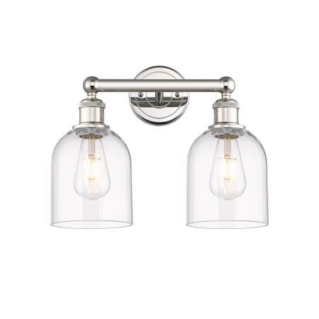 A large image of the Innovations Lighting 616-2W 12 15 Bella Vanity Polished Nickel / Clear