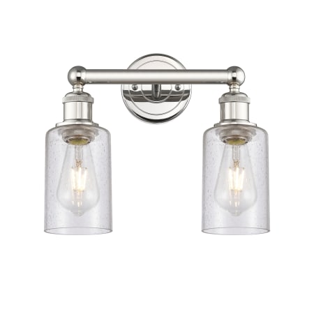 A large image of the Innovations Lighting 616-2W-11-13 Clymer Vanity Polished Nickel / Seedy