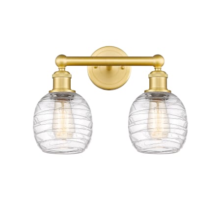 A large image of the Innovations Lighting 616-2W-12-15 Belfast Vanity Satin Gold / Deco Swirl