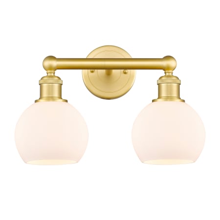 A large image of the Innovations Lighting 616-2W-11-15 Athens Vanity Satin Gold / Matte White