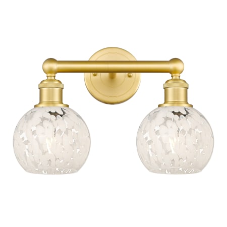 A large image of the Innovations Lighting 616-2W 10 15 White Mouchette Vanity Satin Gold