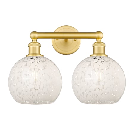 A large image of the Innovations Lighting 616-2W 12 17 White Mouchette Vanity Satin Gold