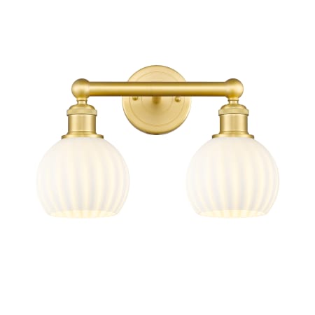 A large image of the Innovations Lighting 616-2W 10 15 White Venetian Vanity Satin Gold