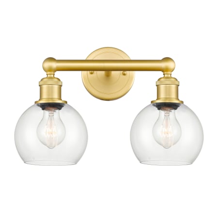 A large image of the Innovations Lighting 616-2W-11-15 Athens Vanity Satin Gold / Clear