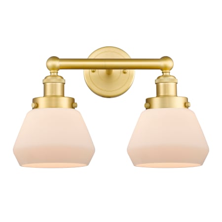 A large image of the Innovations Lighting 616-2W-10-16 Fulton Vanity Satin Gold / Matte White