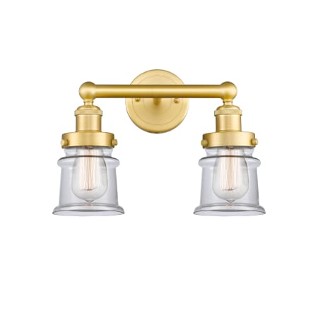 A large image of the Innovations Lighting 616-2W-11-14 Canton Vanity Satin Gold / Clear