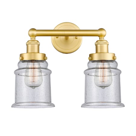 A large image of the Innovations Lighting 616-2W-13-15 Canton Vanity Satin Gold / Seedy