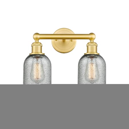 A large image of the Innovations Lighting 616-2W-12-14 Caledonia Vanity Satin Gold / Charcoal