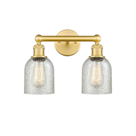 A large image of the Innovations Lighting 616-2W-12-14 Caledonia Vanity Satin Gold / Mica