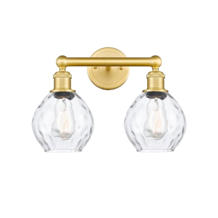 A large image of the Innovations Lighting 616-2W-11-15 Waverly Vanity Satin Gold / Clear