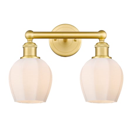 A large image of the Innovations Lighting 616-2W-11-15 Norfolk Vanity Satin Gold / Matte White