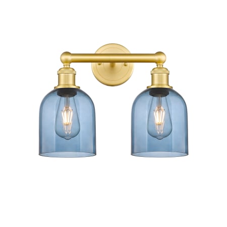 A large image of the Innovations Lighting 616-2W 12 15 Bella Vanity Satin Gold / Princess Blue