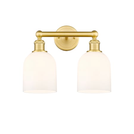 A large image of the Innovations Lighting 616-2W 12 15 Bella Vanity Satin Gold / Glossy White