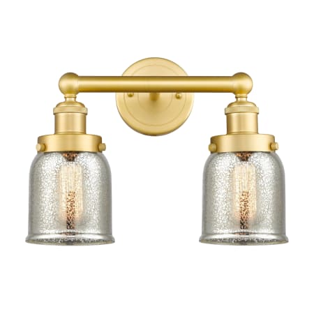 A large image of the Innovations Lighting 616-2W-10-16 Bell Vanity Satin Gold / Silver Plated Mercury