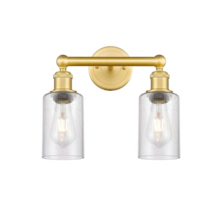 A large image of the Innovations Lighting 616-2W-11-13 Clymer Vanity Satin Gold / Seedy