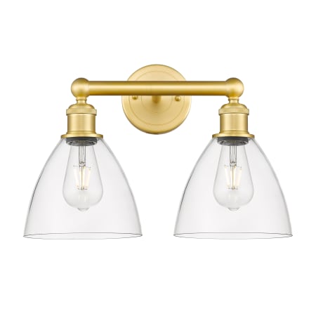 A large image of the Innovations Lighting 616-2W-12-17 Bristol Vanity Satin Gold / Clear