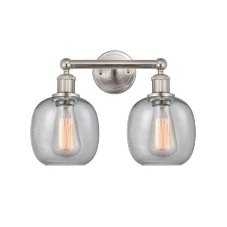 A large image of the Innovations Lighting 616-2W-12-15 Belfast Vanity Brushed Satin Nickel / Seedy