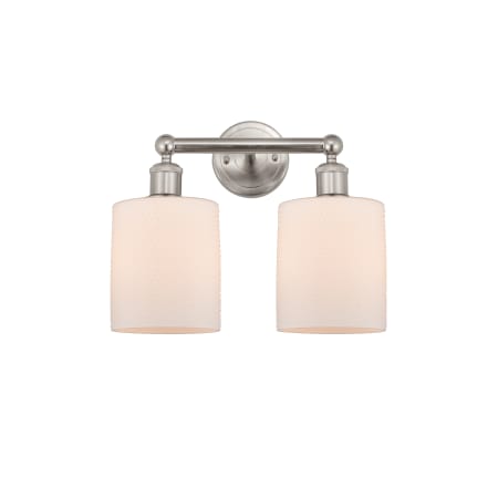 A large image of the Innovations Lighting 616-2W-12-14 Cobbleskill Vanity Brushed Satin Nickel / Matte White