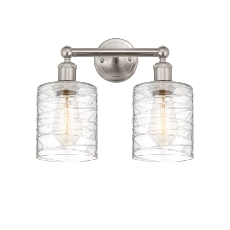 A large image of the Innovations Lighting 616-2W-12-14 Cobbleskill Vanity Brushed Satin Nickel / Deco Swirl