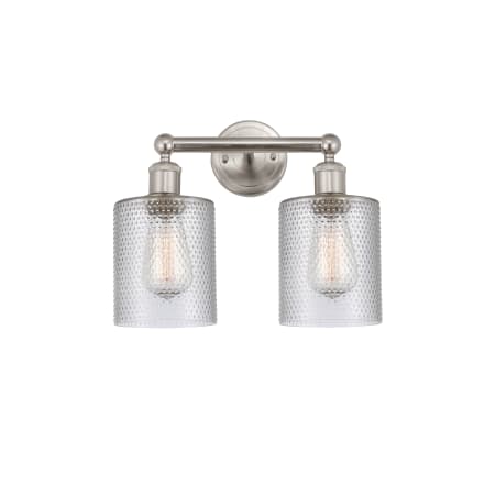 A large image of the Innovations Lighting 616-2W-12-14 Cobbleskill Vanity Brushed Satin Nickel / Clear