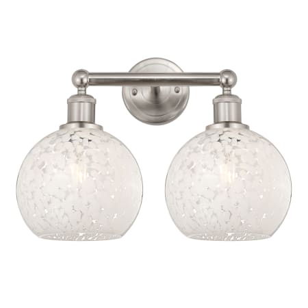 A large image of the Innovations Lighting 616-2W 12 17 White Mouchette Vanity Satin Nickel