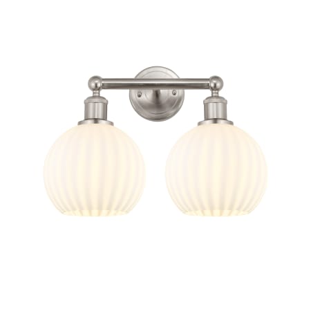 A large image of the Innovations Lighting 616-2W 12 17 White Venetian Vanity Satin Nickel