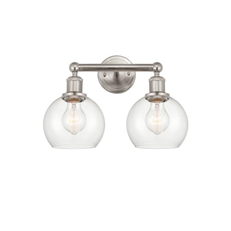 A large image of the Innovations Lighting 616-2W-11-15 Athens Vanity Brushed Satin Nickel / Clear