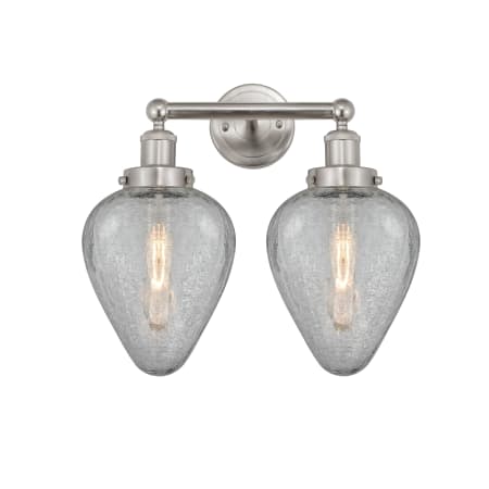 A large image of the Innovations Lighting 616-2W-12-15 Geneseo Vanity Brushed Satin Nickel / Clear Crackle