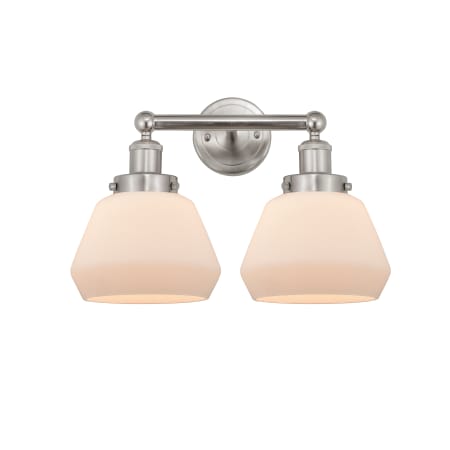 A large image of the Innovations Lighting 616-2W-10-16 Fulton Vanity Brushed Satin Nickel / Matte White