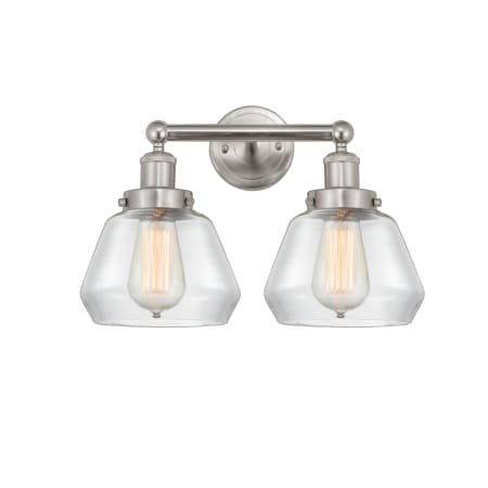 A large image of the Innovations Lighting 616-2W-10-16 Fulton Vanity Brushed Satin Nickel / Clear