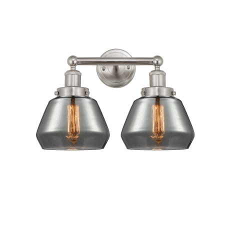 A large image of the Innovations Lighting 616-2W-10-16 Fulton Vanity Brushed Satin Nickel / Plated Smoke