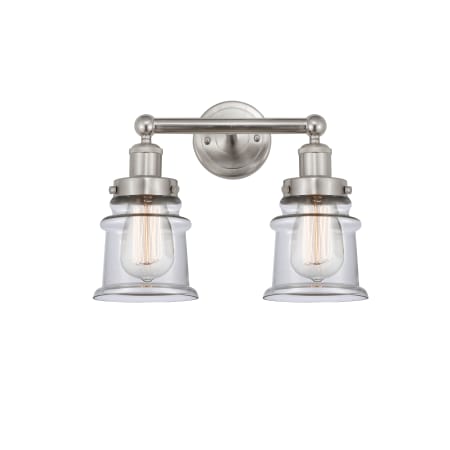 A large image of the Innovations Lighting 616-2W-11-14 Canton Vanity Brushed Satin Nickel / Clear