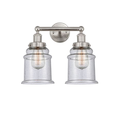 A large image of the Innovations Lighting 616-2W-13-15 Canton Vanity Brushed Satin Nickel / Seedy