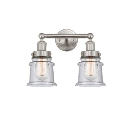 A large image of the Innovations Lighting 616-2W-11-14 Canton Vanity Brushed Satin Nickel / Seedy