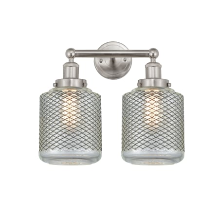 A large image of the Innovations Lighting 616-2W-12-15 Stanton Vanity Brushed Satin Nickel / Clear Crackle