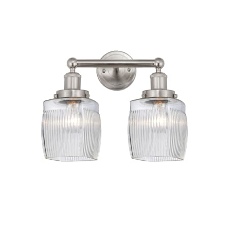 A large image of the Innovations Lighting 616-2W-12-15 Colton Vanity Brushed Satin Nickel / Clear Crackle