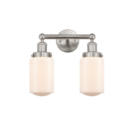 A large image of the Innovations Lighting 616-2W-10-16 Dover Vanity Brushed Satin Nickel / Matte White