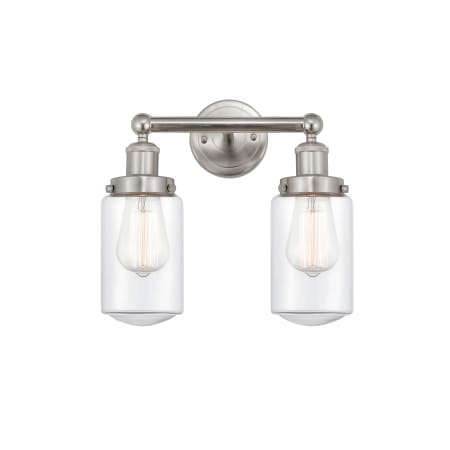 A large image of the Innovations Lighting 616-2W-10-16 Dover Vanity Brushed Satin Nickel / Clear