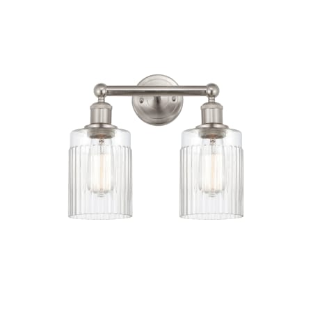 A large image of the Innovations Lighting 616-2W-12-14 Hadley Vanity Brushed Satin Nickel / Clear