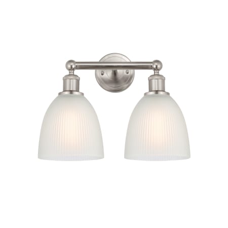 A large image of the Innovations Lighting 616-2W-12-15 Castile Vanity Brushed Satin Nickel / White