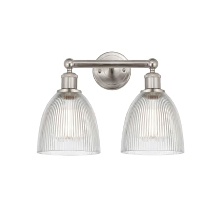 A large image of the Innovations Lighting 616-2W-12-15 Castile Vanity Brushed Satin Nickel / Clear