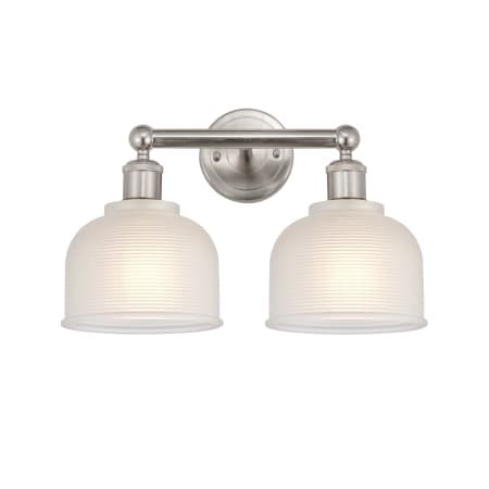 A large image of the Innovations Lighting 616-2W-11-15 Dayton Vanity Brushed Satin Nickel / White