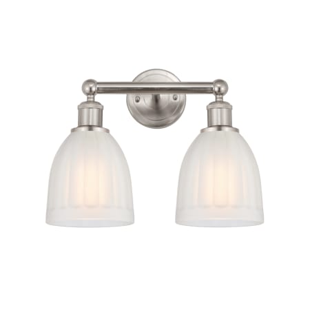 A large image of the Innovations Lighting 616-2W-12-15 Brookfield Vanity Brushed Satin Nickel / White