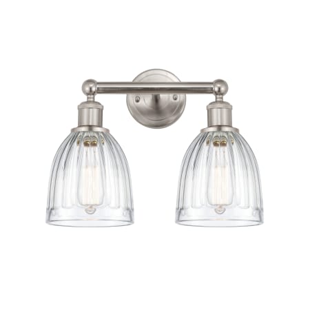 A large image of the Innovations Lighting 616-2W-12-15 Brookfield Vanity Brushed Satin Nickel / Clear