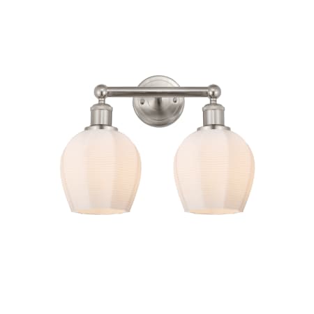 A large image of the Innovations Lighting 616-2W-11-15 Norfolk Vanity Brushed Satin Nickel / Matte White