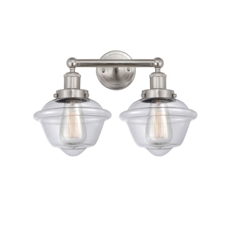 A large image of the Innovations Lighting 616-2W-10-16 Oxford Vanity Brushed Satin Nickel / Clear