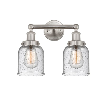 A large image of the Innovations Lighting 616-2W-10-16 Bell Vanity Brushed Satin Nickel / Seedy