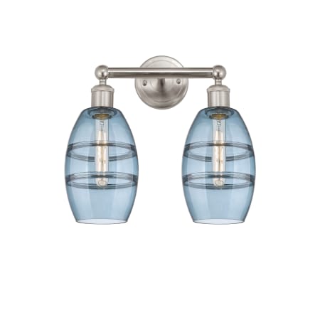 A large image of the Innovations Lighting 616-2W 10 15 Vaz Vanity Brushed Satin Nickel / Princess Blue